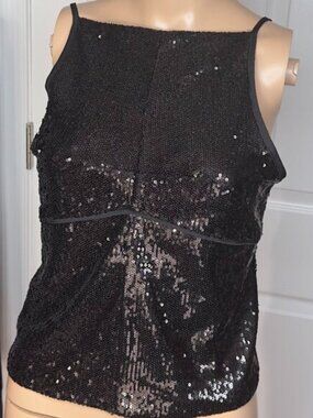 Free People Black James Sequin Halter Top Size S/P – Party / Clubwear